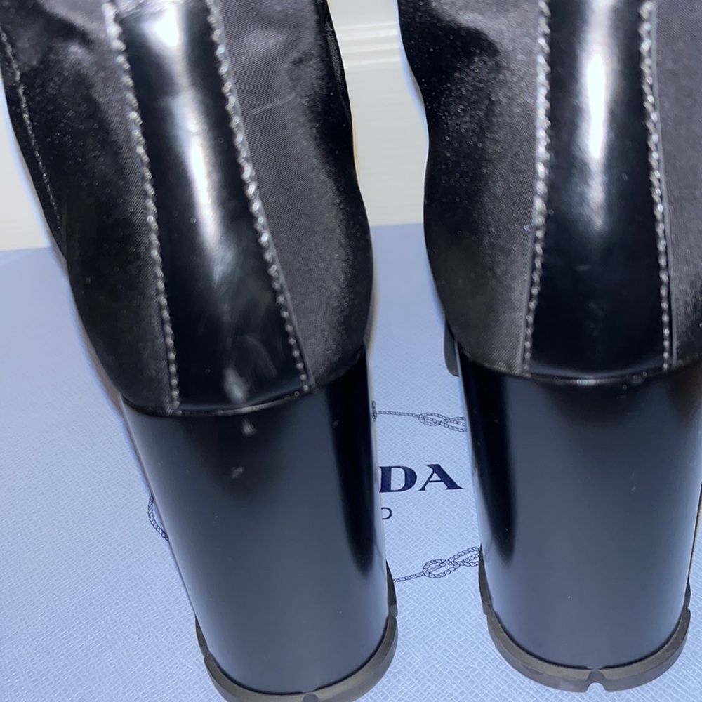 Prada Black Leather Lace-Up Platform Ankle Boots - Picture 5 of 9